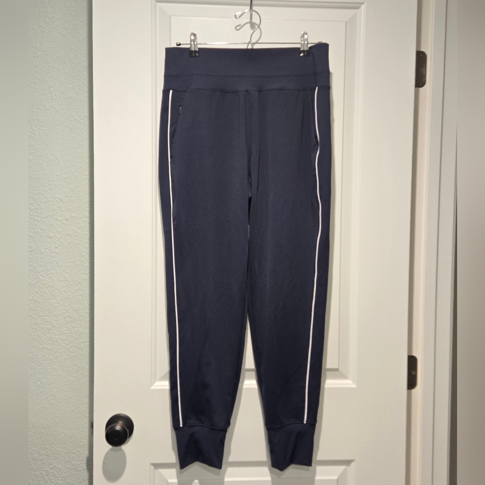 Athleta Venice High Rise Track Navy & bright White Stripe Jogger Women's Size M - Picture 4 of 11